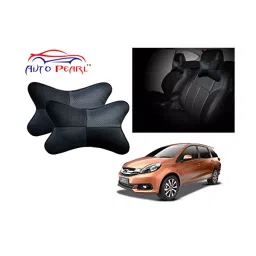 Auto Pearl Black Grey Chess Designer Car Neck Cushion/Neck Pillow Compatible with Honda Mobilio-picture-2