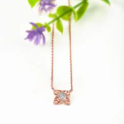 Silberry 92.5 Sterling Silver Rose Gold Floral Pendant with Chain-image-52