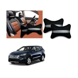 Auto Pearl Black Silver Strip Car Neck Cushion/Neck Pillow Compatible with Santa Fe-31