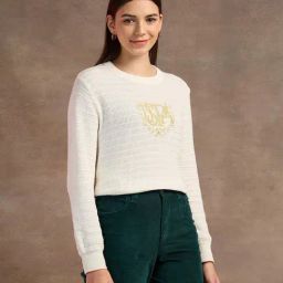 U.S. Polo Assn. Off White Cotton Self Design Sweater-picture-42