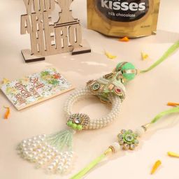 NVR Green Artificial Stones & Pearls Bhaiya Bhabhi Rakhi - Set of 2-28