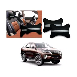 Auto Pearl Black Silver Strip Car Neck Cushion/Neck Pillow Compatible with Toyota Fortuner 2016-image-57