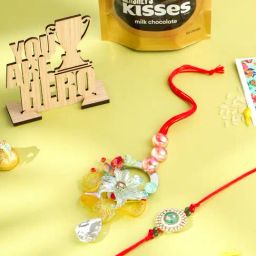 NVR Multicolor Artificial Stones & Beads Bhaiya Bhabhi Rakhi - Set of 2-2