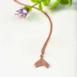 Silberry 92.5 Sterling Silver Rose Gold Mermaid's Tail Pendant with Chain-image-8
