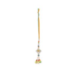 NVR Multicolor Artificial Stones & Beads Floral Bhaiya Bhabhi Rakhi - Set of 2 image 3