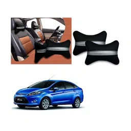 Auto Pearl Black Silver Strip Car Neck Cushion/Neck Pillow Compatible with Ford Fiesta Old-44
