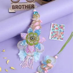 NVR Multicolor Artificial Stones & Beads Bhaiya Bhabhi Rakhi - Set of 2-3