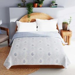 Bianca Mezzo White & Blue Cotton 140 TC 150 GSM Double Dohar-image-19