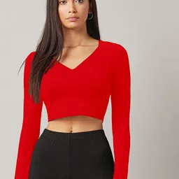 CORSICA Women Solid Cotton Fitted Crop Top-picture-22