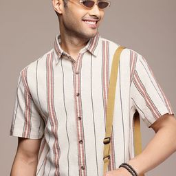 WROGN Striped Comfort Fit Knitted Casual Shirt-image-63