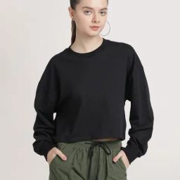 Bene Kleed Black Cotton Relaxed Fit Oversized Sweatshirt-image-66