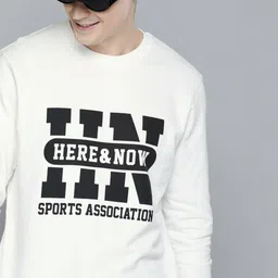 HERE&NOW Men White Printed Pullover Sweatshirt-picture-35