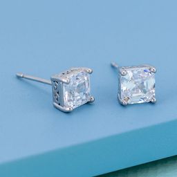 Kushal's Fashion Jewellery Rhodium-Plated Classic Zircon Studded Studs-9