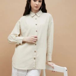 Ginger By Lifestyle White Cotton Regular Fit Shirt-image-59
