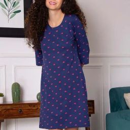 Clovia Blue Printed Night Dress-image-15