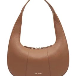 Mai Soli Hazelnut Harper Genuine Full Grain Leather Textured Hobo Bag-image-34