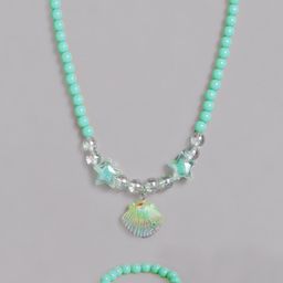 EL REGALO Girls Sea Green Beaded Necklace  Bracelet Jewellery Set-image-18