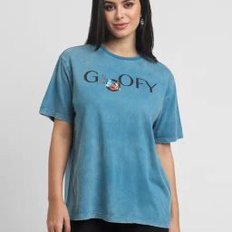 Forever 21 Blue Cotton Printed T-Shirt-image-40
