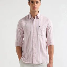 Arrow Sport Pink Cotton Slim Fit Striped Shirt-picture-49
