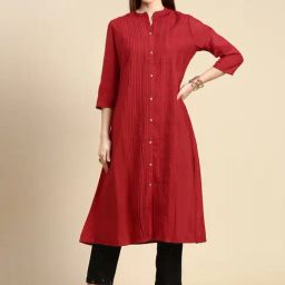 SHOWOFF Red Regular Fit Kurta-image-57