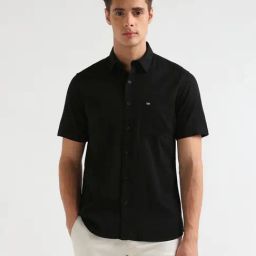 Arrow Sport Black Cotton Regular Fit Shirt-picture-20
