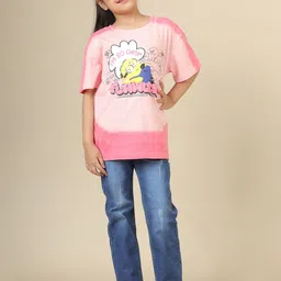 Kids Ville Girls Minions Printed Pure Cotton Oversized Tshirt-image-82