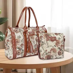 THE CLOWNFISH Women Floral Printed Bowling Handheld Bag With Pouch-47