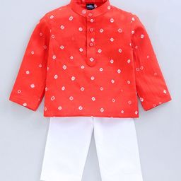 JAV CREATIONS Boys Bandhani Printed Pure Cotton Kurta with Pyjamas-image-89