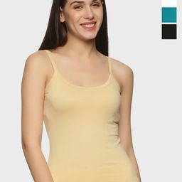 Outflits Women Pack Of 4 Women Shoulder Straps Cotton Non-Padded Camisoles-image-23