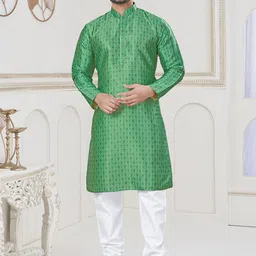OUTLUK Men Printed Regular Pure Silk Kurta with Pyjamas-picture-14