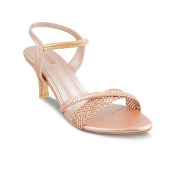 Metro Women Rose Gold Woven Design Sandals-image-97