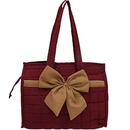 Kuber Industries Floral Printed Shopper Tote Bag with Applique-12