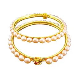Sri Jagdamba Pearls Golden Alloy Round Bangles-24