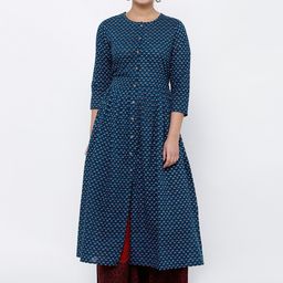 Vishudh Women Blue Printed A-Line Kurta-picture-13