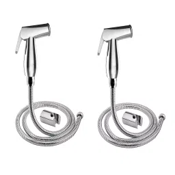 ALTURAS ABS Dolphin Health Faucet 1 m Stainless Steel Chrome Finish Hose Pipe Wall Hook (Set of 2)-image-14