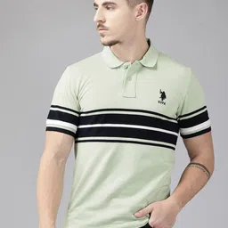 U.S. Polo Assn. Striped Polo Collar Pure Cotton T-shirt-41
