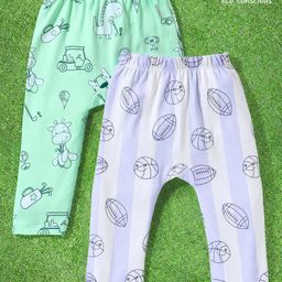 Babyoye 100% Cotton With Eco Jiva Finish Full Length Diaper Leggings Pack of 2- Purple & Green-image-22