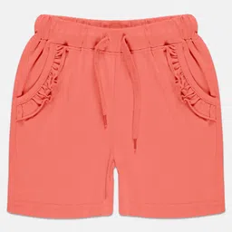 Kiddopanti Solid Frill Pocket Detailed Shorts - Peach-picture-30