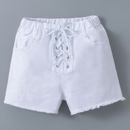Kookie Kids Solid  Shorts  with Laces - White-image-52