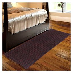 Kuber Industries Microfiber Striped Design Solid Anti-Skid Bedside Runner & Carpet for Living Room Bedroom - Maroon-10