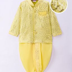 Ridokidz Full Sleeves Sequin Embellished Dhoti Kurta - Yellow-image-30