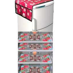 Dakshya Industries Fridge Top Cover and Fridge Mat Combo Set of 5-picture-0