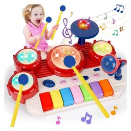 Sanjary 2 in 1 Musical Toys for Toddlers 1-3 Piano Keyboard and Drum Music Instruments color design may vary-35