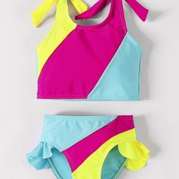 Mark & Mia Sleeveless Cut & Sew Designed Two Piece Swimsuit with Bow Detailing - Pink-image-9