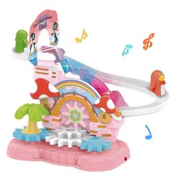 Azhari 2 in 1 Ferris Wheel Track building blocks gear fun animal park penguin ladder with Light & Music Toy for kids Color & Design May Vary-18