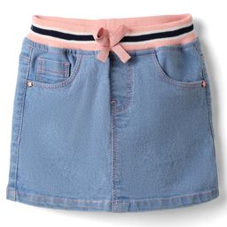 Babyhug Denim Mid Thigh Washed Skirts -Light Blue-image-89
