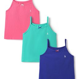 Pine Kids Cotton Elastane Singlet Sleeves Solid Slips Pack of 3 (Color May Vary)-picture-32