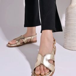Shoetopia Solid Sandals - Golden-image-49
