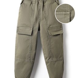 Mark & Mia Cotton Knitted Full Length Cargo Pants with Pocket Detailing Solid Colour -Olive Green-5