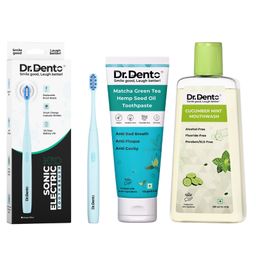 Dr. Dento Neo Sonic Electric Toothbrush- Ocean Blue with Matcha Green Tea Toothpaste 125 g and Cucumber Mint Mouthwash 300 ml-image-90